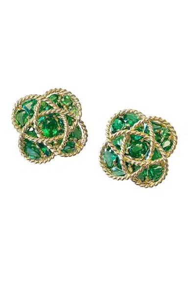 VERDURA Tsavorite Garnet Quatrefoil Earrings | Thumbnail 1