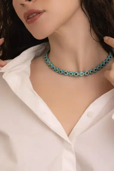 STEFERE Tsavorite Turquoise Diamond Necklace | Thumbnail 4 STEFERE Tsavorite Turquoise Diamond Necklace | Thumbnail 4