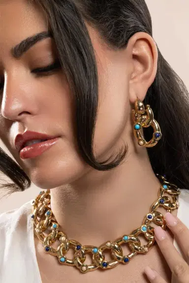 Gas Bijoux Turqoise Lapis Pearl Small Mitsi Earrings | Thumbnail 2 Gas Bijoux Turqoise Lapis Pearl Small Mitsi Earrings | Thumbnail 2