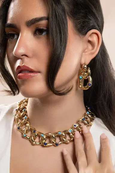 Gas Bijoux Turqoise Lapis Pearl Small Mitsi Earrings | Thumbnail 4 Gas Bijoux Turqoise Lapis Pearl Small Mitsi Earrings | Thumbnail 4