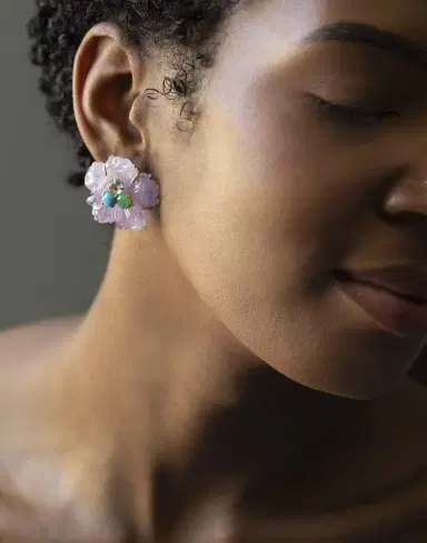 BOUNKIT JEWELRY Turquoise Amethyst Flower Earrings | Thumbnail 2