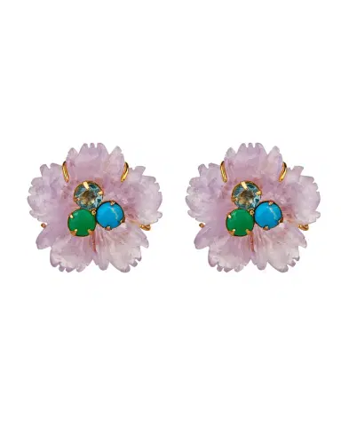BOUNKIT JEWELRY Turquoise Amethyst Flower Earrings | Thumbnail 1