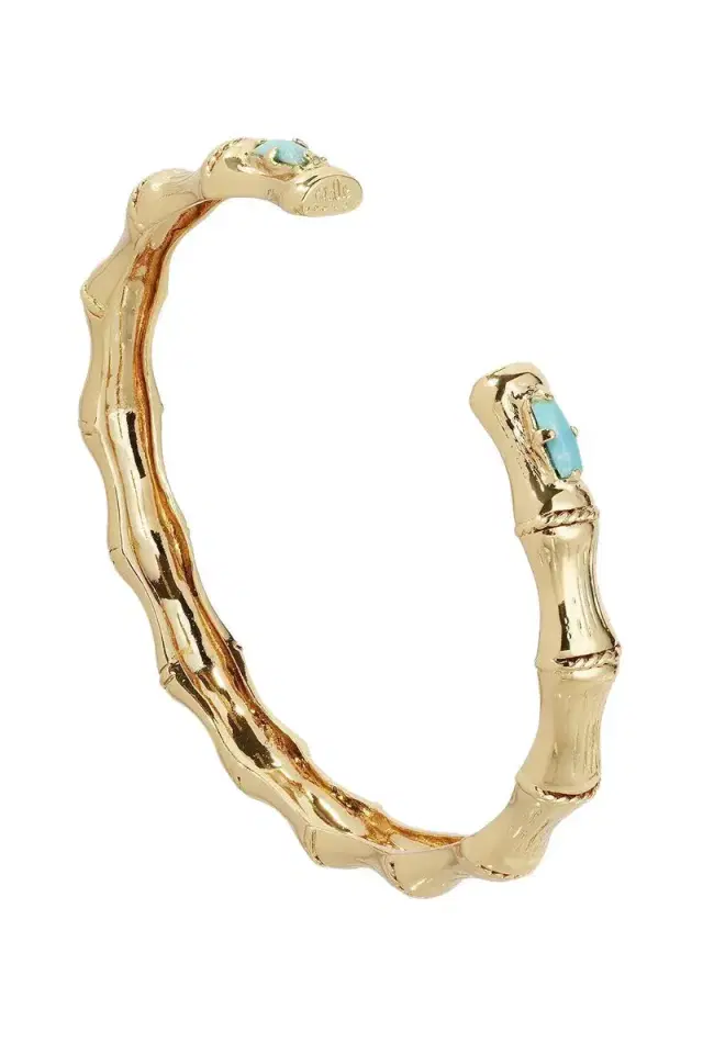 Gas Bijoux Turquoise Bambou Jonc Strass Bracelet