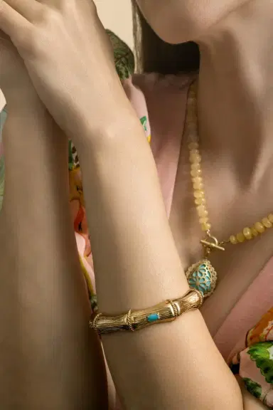 Gas Bijoux Turquoise Bambou Strass Bracelet | Thumbnail 3 Gas Bijoux Turquoise Bambou Strass Bracelet | Thumbnail 3