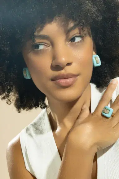ANDREOLI Turquoise Diamond Center Earrings | Thumbnail 3