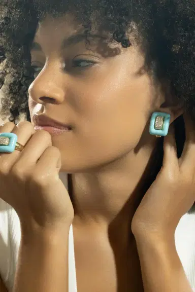 ANDREOLI Turquoise Diamond Center Earrings | Thumbnail 4