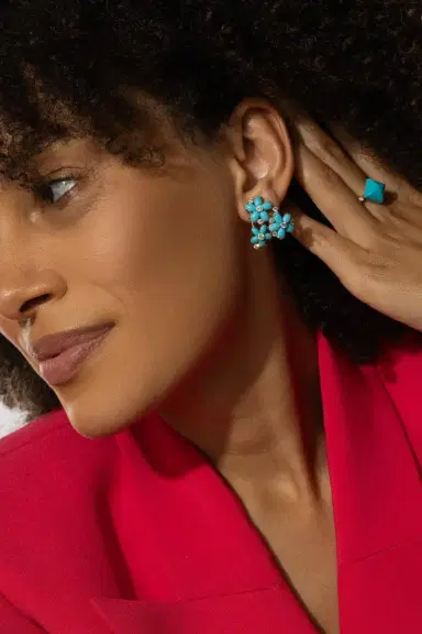 ALETTO BROTHERS Turquoise Diamond Petaluna Earrings | Thumbnail 2 ALETTO BROTHERS Turquoise Diamond Petaluna Earrings | Thumbnail 2