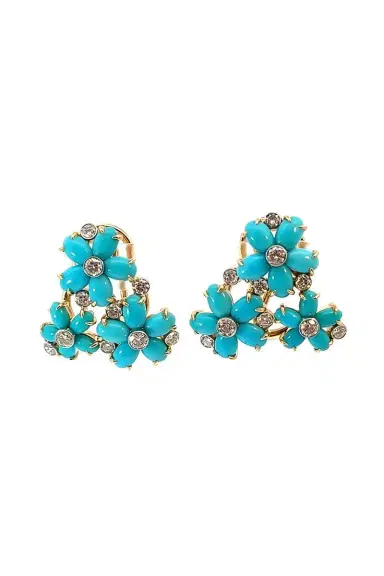 ALETTO BROTHERS Turquoise Diamond Petaluna Earrings | Thumbnail 1 ALETTO BROTHERS Turquoise Diamond Petaluna Earrings | Thumbnail 1