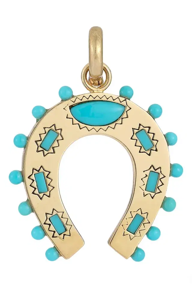 Storrow Turquoise Holly Horseshoe Charm