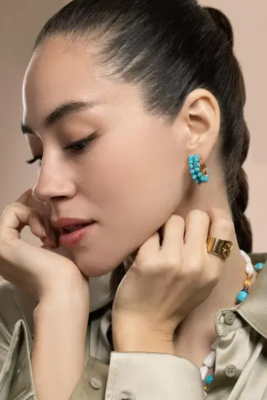 VERDURA Turquoise Hoop Earrings | Thumbnail 2