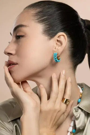 VERDURA Turquoise Hoop Earrings | Thumbnail 3