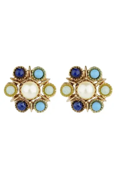 Gas Bijoux Turquoise Lapis Pearl Augusta Stud Earrings | Thumbnail 1