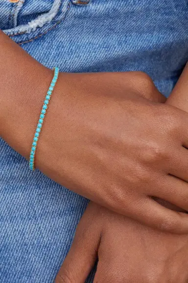Jennifer Meyer Turquoise Large 4 Prong Tennis Bracelet | Thumbnail 2