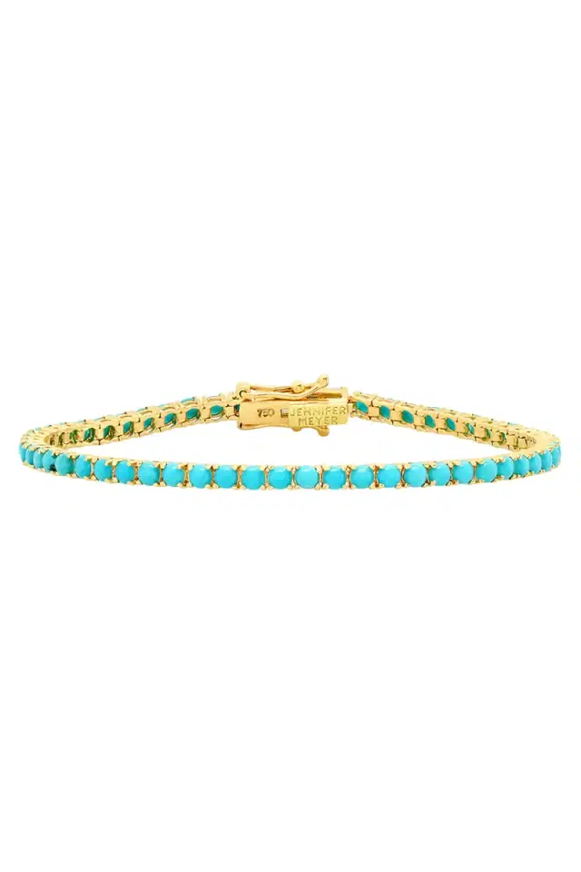 Jennifer Meyer Turquoise Large 4 Prong Tennis Bracelet