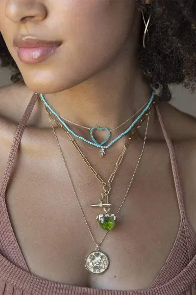 Jennifer Meyer Turquoise Large Open Heart Necklace | Thumbnail 2 Jennifer Meyer Turquoise Large Open Heart Necklace | Thumbnail 2