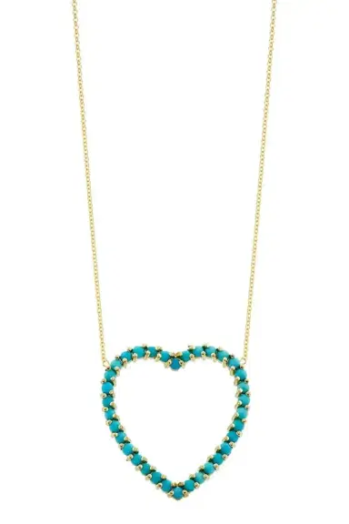 Jennifer Meyer Turquoise Large Open Heart Necklace | Thumbnail 1 Jennifer Meyer Turquoise Large Open Heart Necklace | Thumbnail 1