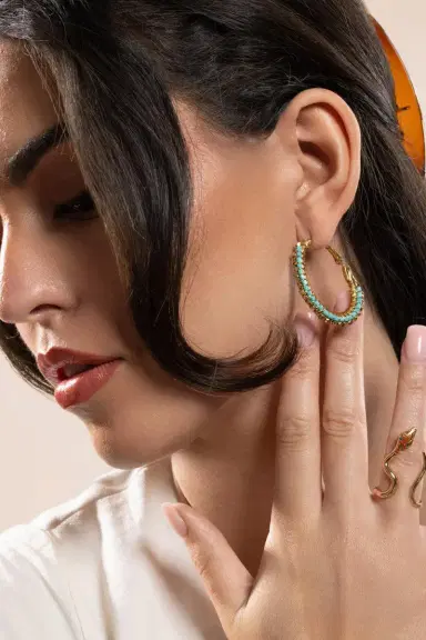 Gas Bijoux Turquoise Lyre Hoop Earrings | Thumbnail 4 Gas Bijoux Turquoise Lyre Hoop Earrings | Thumbnail 4