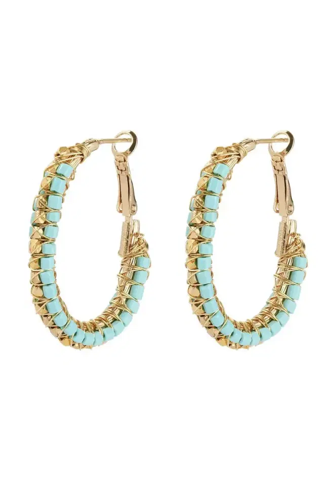 Gas Bijoux Turquoise Lyre Hoop Earrings