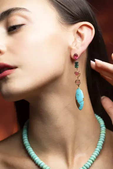 Jacquie Aiche Turquoise Marquise Drop Earrings | Thumbnail 3