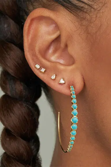 Jennifer Meyer Turquoise Medium Graduated Hoop Earrings | Thumbnail 2