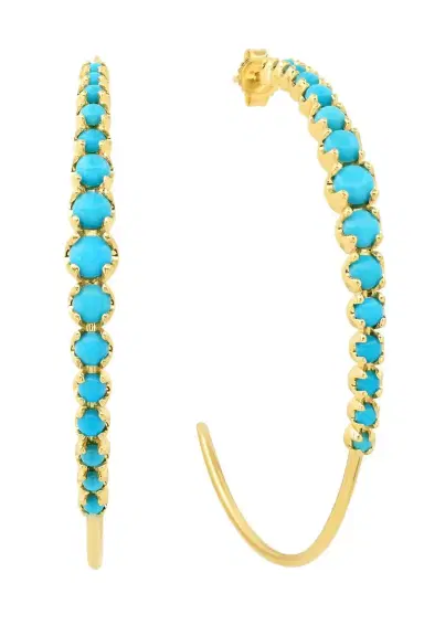 Jennifer Meyer Turquoise Medium Graduated Hoop Earrings | Thumbnail 1
