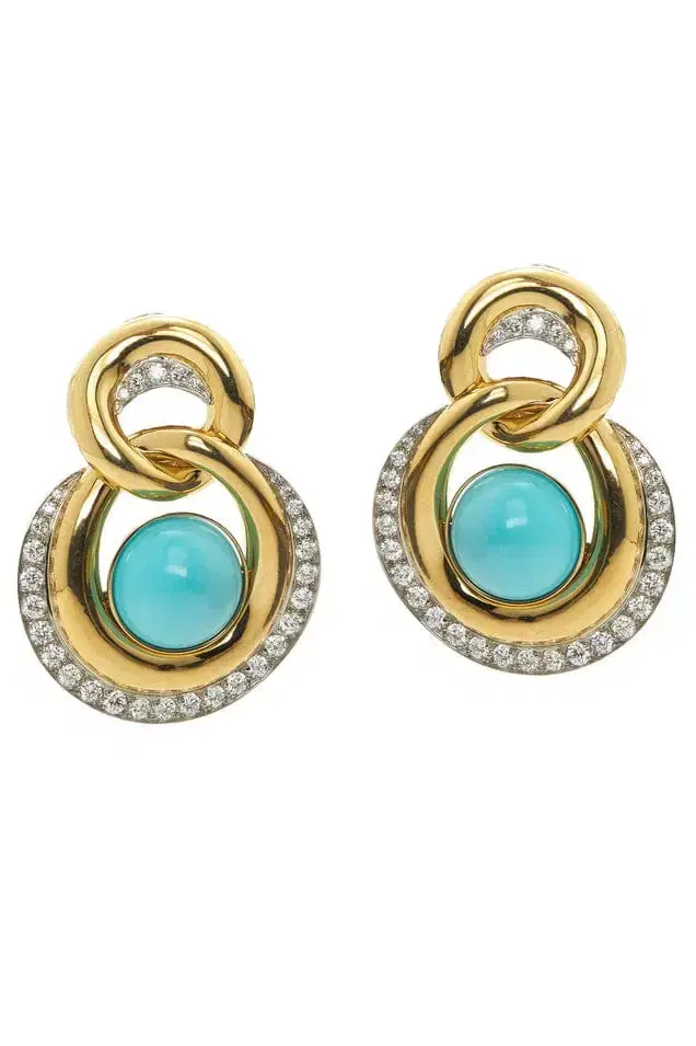 DAVID WEBB Turquoise Oyster Earrings