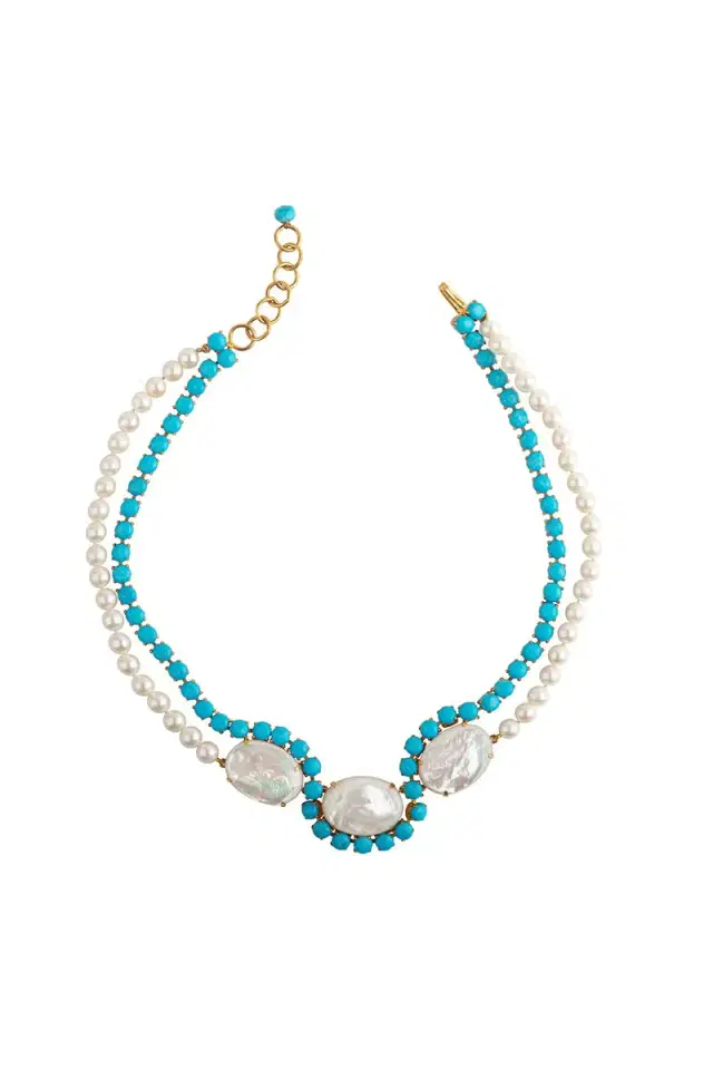 BOUNKIT JEWELRY Turquoise Pearl Krista Necklace