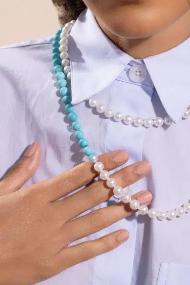 YUTAI Turquoise Pearl Sectional Necklace | Thumbnail 3 YUTAI Turquoise Pearl Sectional Necklace | Thumbnail 3