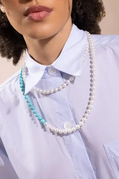 YUTAI Turquoise Pearl Sectional Necklace | Thumbnail 4 YUTAI Turquoise Pearl Sectional Necklace | Thumbnail 4