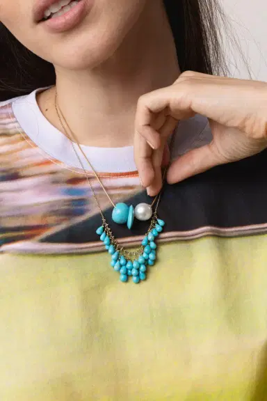 TEN THOUSAND THINGS Turquoise Pearl Trade Bead Necklace | Thumbnail 4 TEN THOUSAND THINGS Turquoise Pearl Trade Bead Necklace | Thumbnail 4