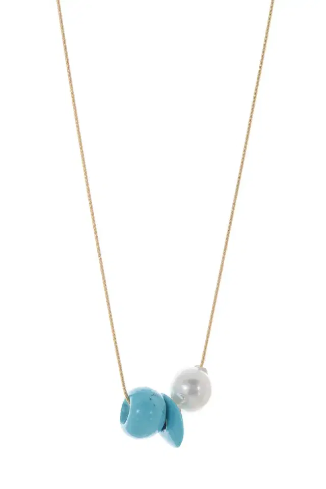 TEN THOUSAND THINGS Turquoise Pearl Trade Bead Necklace