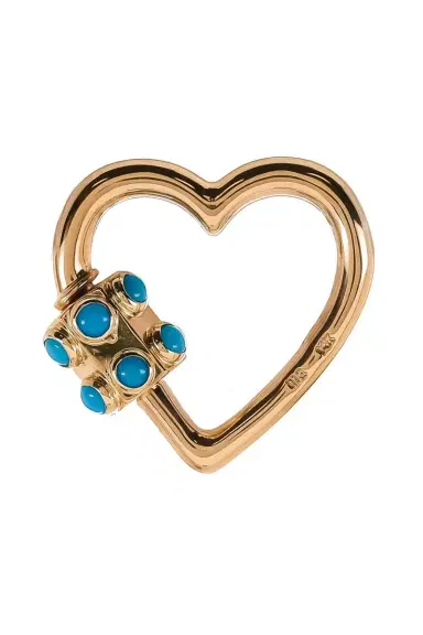 Marla Aaron Turquoise Stoned Heart Lock | Thumbnail 1 Marla Aaron Turquoise Stoned Heart Lock | Thumbnail 1