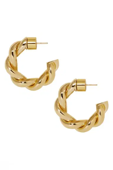 Jennifer Fisher Twisted Lilly Huggie Earrings - Yellow Gold - 0.7in | Thumbnail 1 Jennifer Fisher Twisted Lilly Huggie Earrings - Yellow Gold - 0.7in | Thumbnail 1