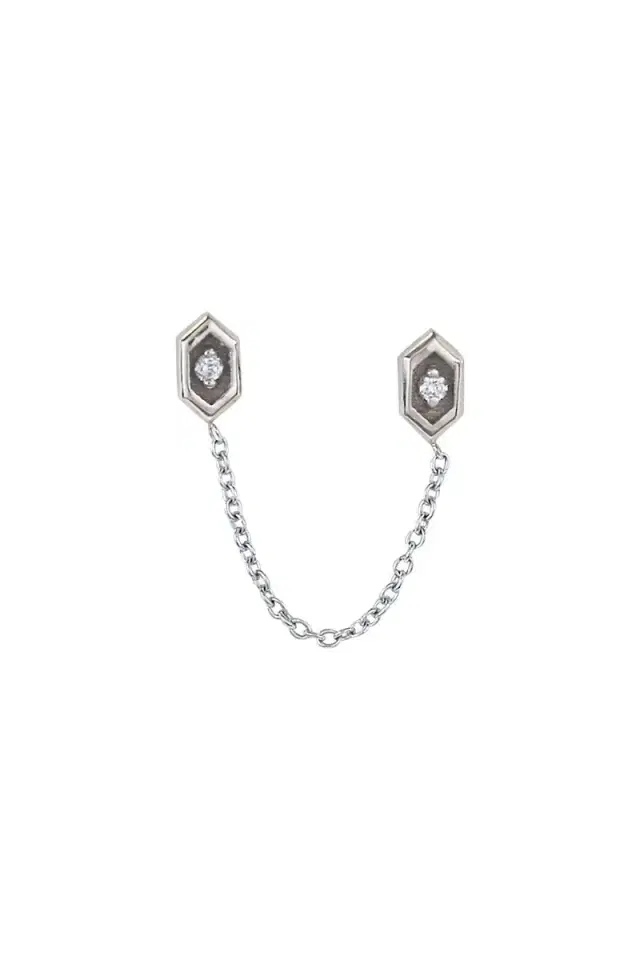 STEPHANIE ANDERS XO Two Hexagon Movement Earring
