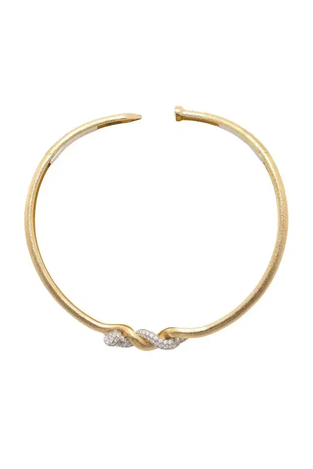 DAVID WEBB Two Tone Hammered Twisted Nail Necklace