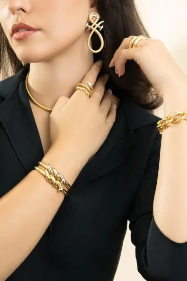 DAVID WEBB Two Tone Twist Nail Cuff Bracelet | Thumbnail 2 DAVID WEBB Two Tone Twist Nail Cuff Bracelet | Thumbnail 2