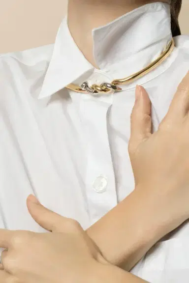 DAVID WEBB Two Tone Twisted Nail Collar Necklace | Thumbnail 3 DAVID WEBB Two Tone Twisted Nail Collar Necklace | Thumbnail 3