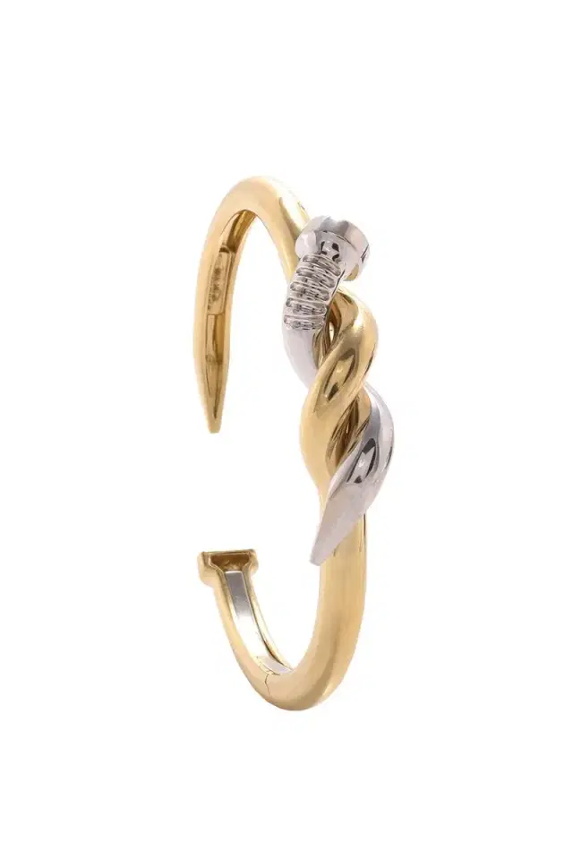 DAVID WEBB Two Tone Twisted Nail Cuff Bracelet