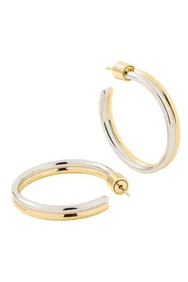 Jennifer Fisher Two-Tone Thread Baby Hoop Earrings - 1.5in | Thumbnail 3 Jennifer Fisher Two-Tone Thread Baby Hoop Earrings - 1.5in | Thumbnail 3