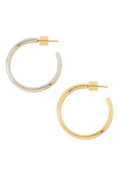 Jennifer Fisher Two-Tone Thread Baby Hoop Earrings - 1.5in | Thumbnail 1 Jennifer Fisher Two-Tone Thread Baby Hoop Earrings - 1.5in | Thumbnail 1
