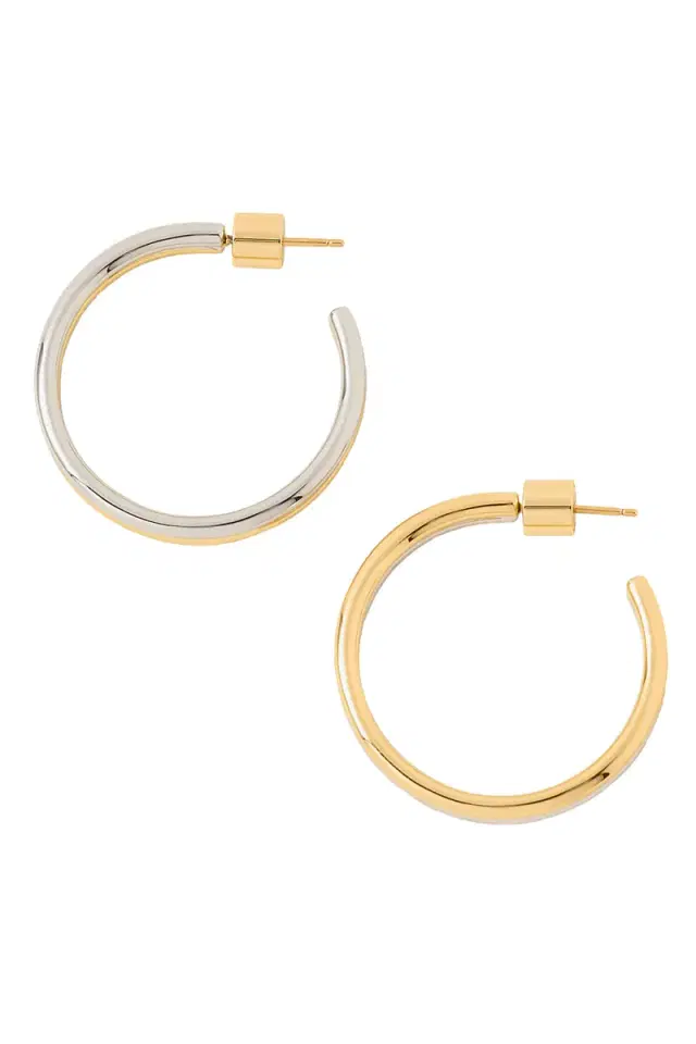 Jennifer Fisher Two-Tone Thread Baby Hoop Earrings - 1.5in