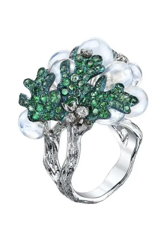 ARUNASHI Water Opal Grape Ring