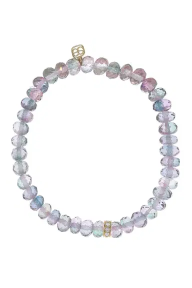 Sydney Evan Wheel Rondelle Rainbow Quartz Bead Bracelet | Thumbnail 1