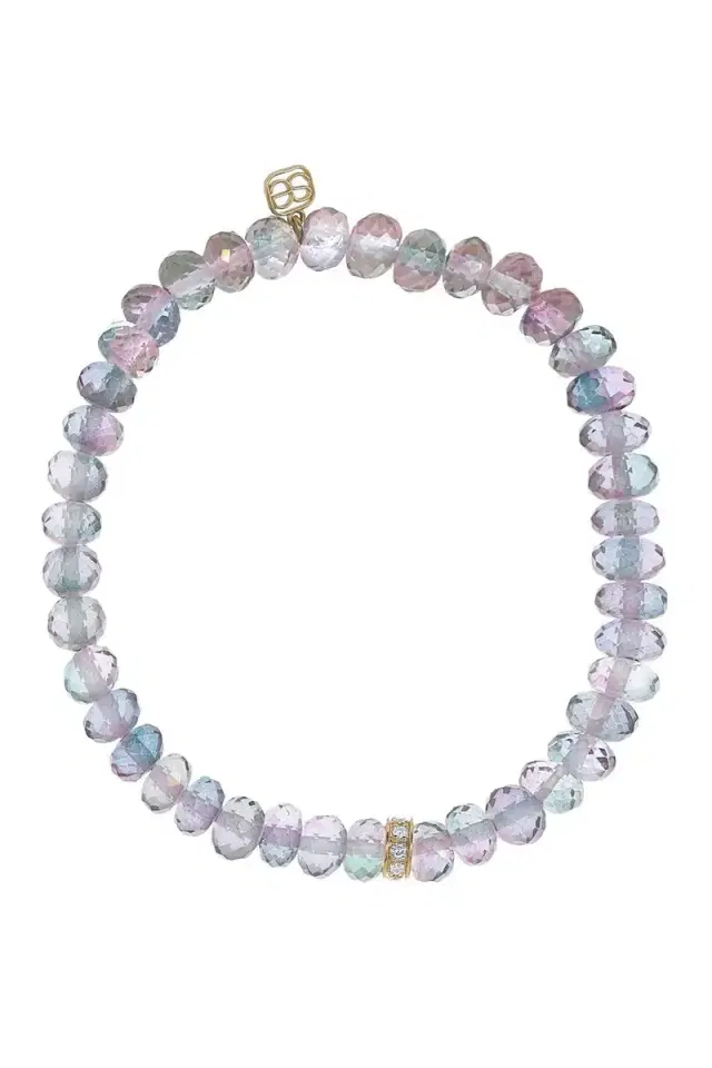 Sydney Evan Wheel Rondelle Rainbow Quartz Bead Bracelet