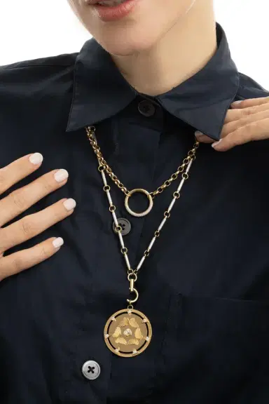 Foundrae White and Yellow Gold Element Clock Weight Chain | Thumbnail 2 Foundrae White and Yellow Gold Element Clock Weight Chain | Thumbnail 2