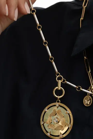 Foundrae White and Yellow Gold Element Clock Weight Chain | Thumbnail 3 Foundrae White and Yellow Gold Element Clock Weight Chain | Thumbnail 3