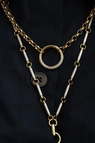 Foundrae White and Yellow Gold Element Clock Weight Chain | Thumbnail 4 Foundrae White and Yellow Gold Element Clock Weight Chain | Thumbnail 4