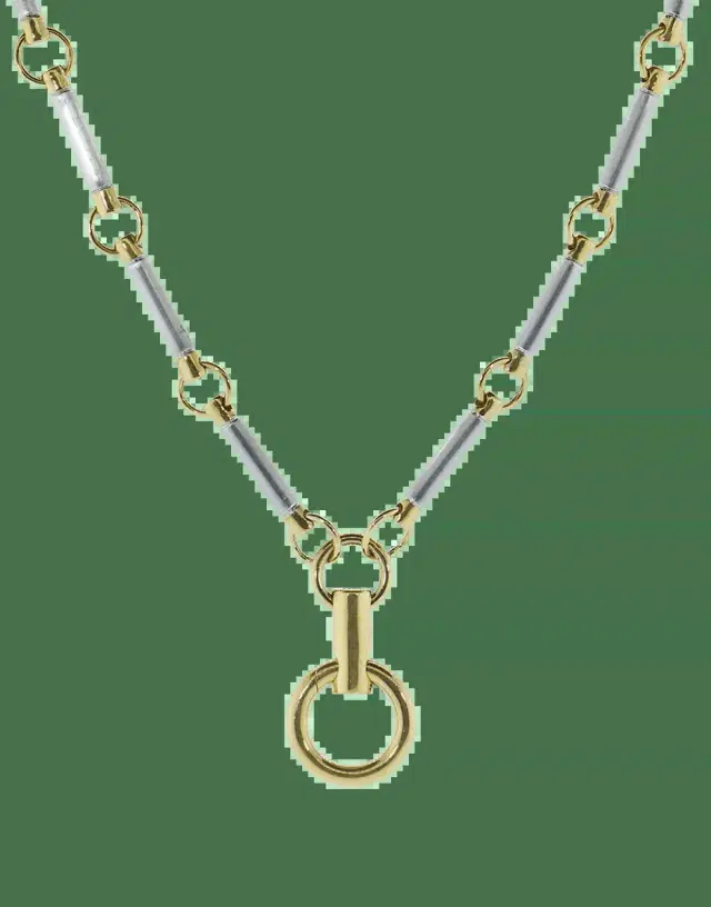 Foundrae White and Yellow Gold Element Clock Weight Chain