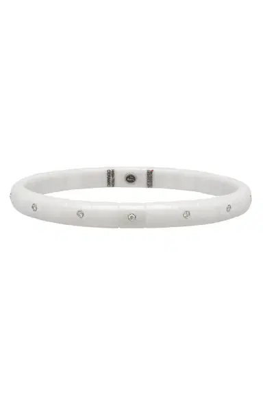 ROBERTO DEMEGLIO White Ceramic Alternating Bezel Pura Bracelet | Thumbnail 1 ROBERTO DEMEGLIO White Ceramic Alternating Bezel Pura Bracelet | Thumbnail 1