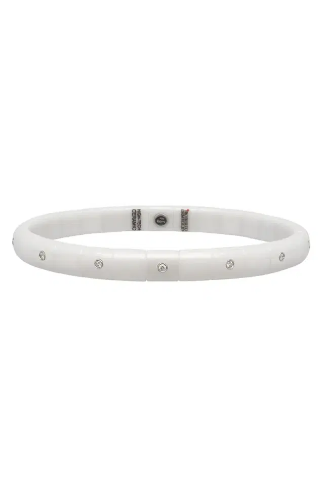 ROBERTO DEMEGLIO White Ceramic Alternating Bezel Pura Bracelet